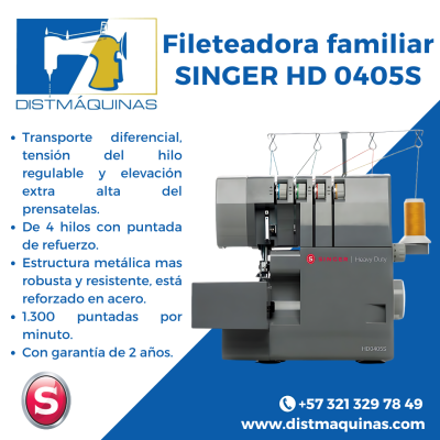 Fileteadora familiar SINGER  heavy duty HD 0405S